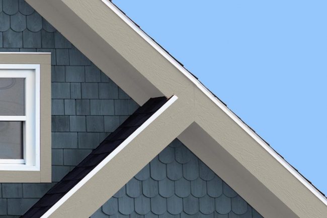 Close up view of roof and exterior shingles designed for the California coast