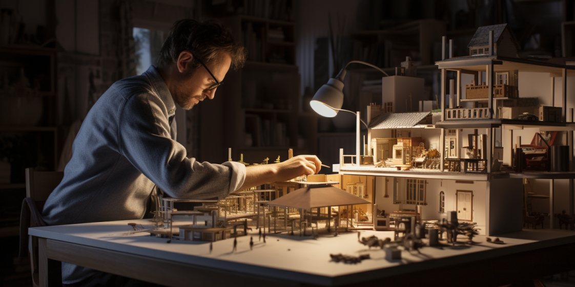 Engineered Polymer A man engineering a house