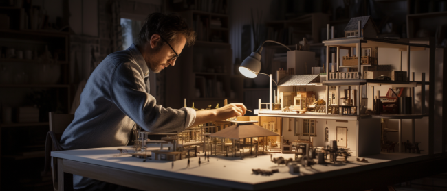 A man engineering a house