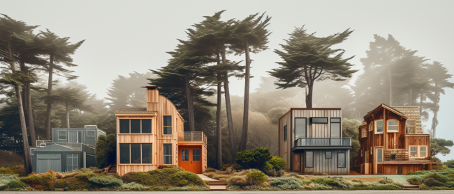 Homes with different wood types