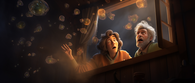 A house with dry rot spores in the air