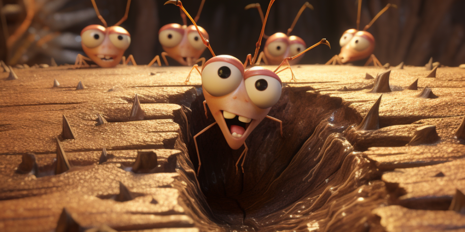 rogalltech_disney_pixar_style_image_of_termites_crawling_in_bet_a669fb8b-e45a-49f4-964f-b8cb8199ed04