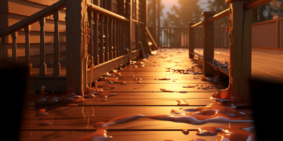 image redwood deck with water damage