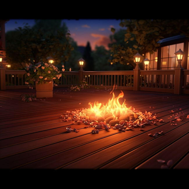 image deck with burning embers on it