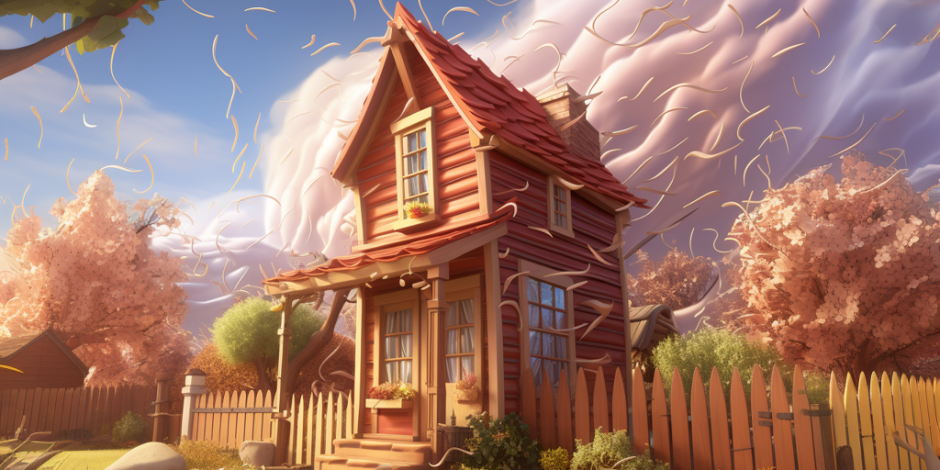 house on a windy day