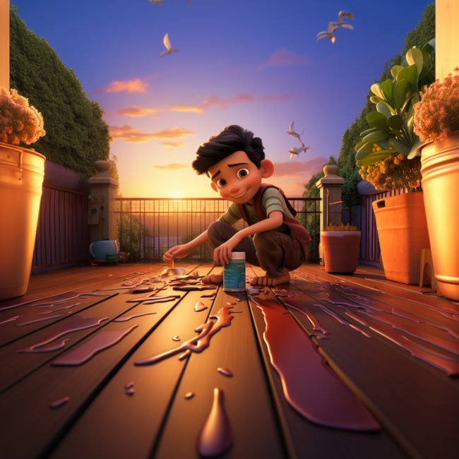 man sealing his deck