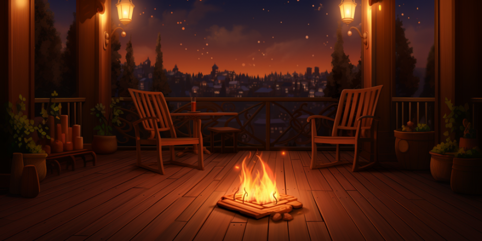 image deck with fire on it with fire in the background