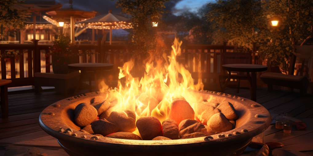 deck with a fire pit