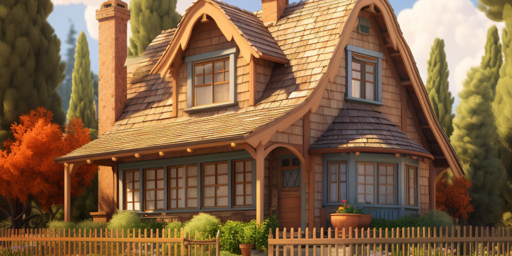 rogalltech_photorealistic_disney_pixar_style_image_of_a_traditi_abab47b7-f65b-46bf-845e-75794977d84c house with cedar accents
