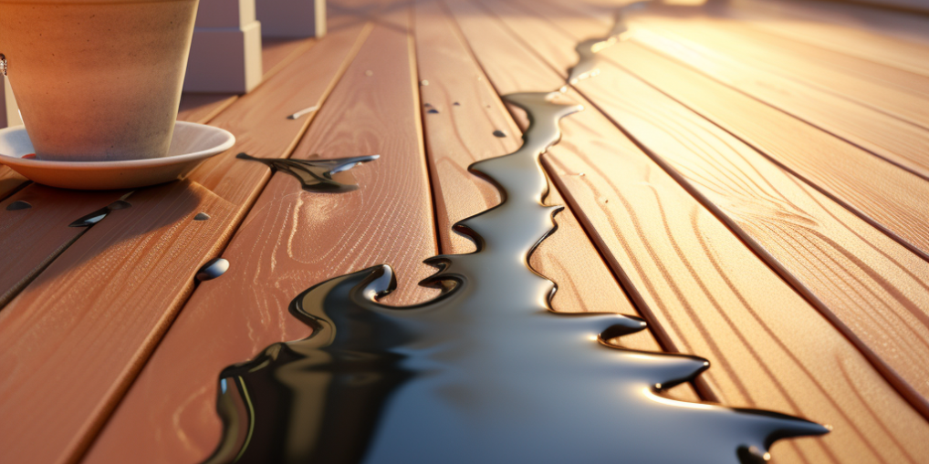 water spilled on a deck