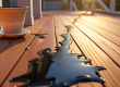 water spilled on a deck