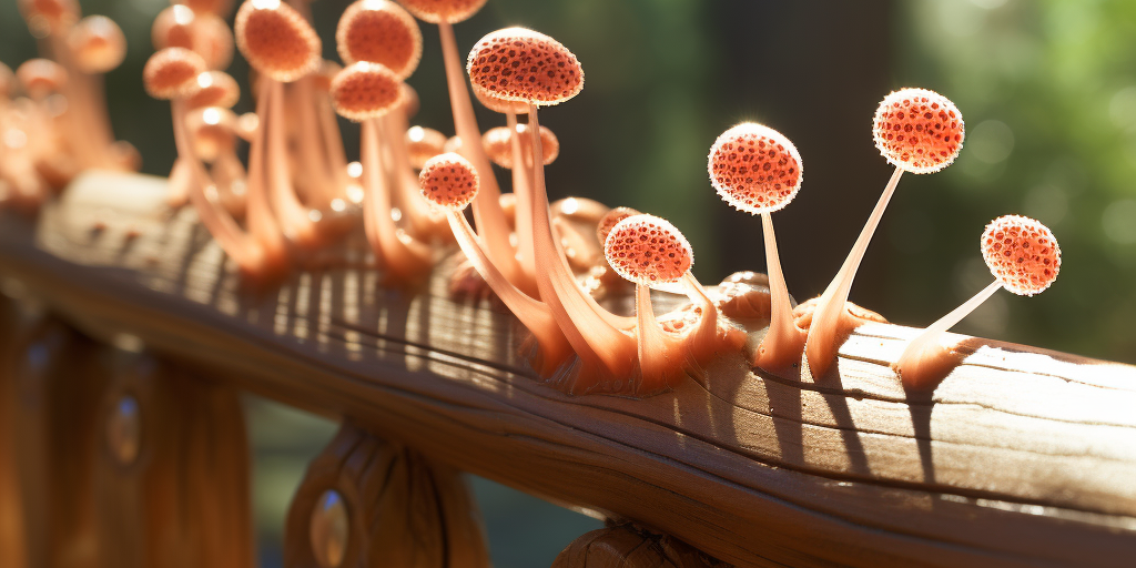 deck railing with spores