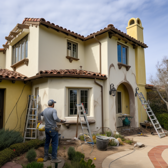 man inspecting a house