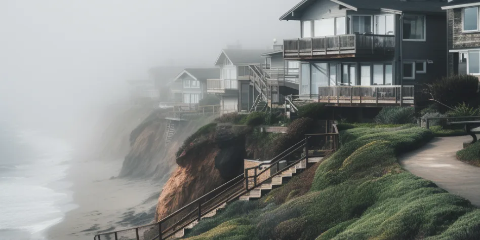 rogalltech_houses_over_looking_an_ocean_bluff_on_a_foggy_day_96db7051-cbd9-4c87-a96f-4acdebbd5ce2 houses on a foggy day