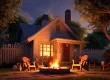 house with a campfire