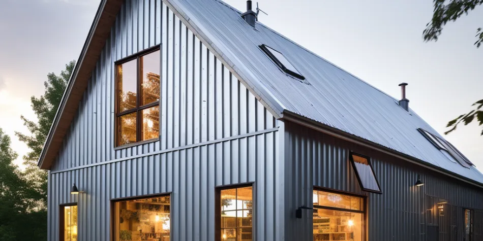 rogalltech_a_barn_with_alumium_siding_eb43ae14-ff4e-4aeb-b78c-1e30472d1cd0 Barn-style house with aluminum siding