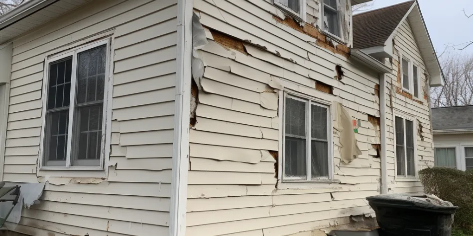 house with damaged siding
